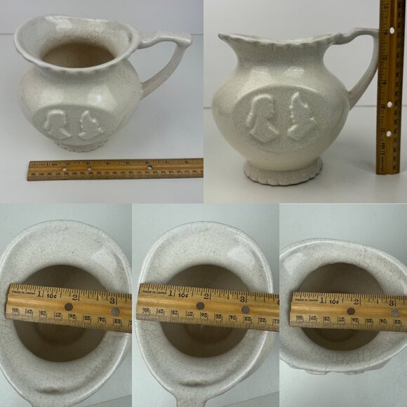 Vtg Pfaltzgraff Pitcher Speckled Cream Off White Cottage Farmhouse Colonial - Picture 3 of 17
